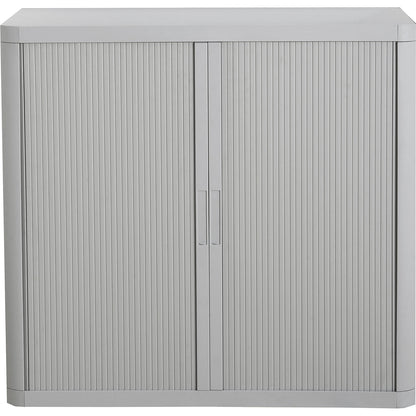easyOffice® roller shutter cupboard, 2 shelves, height 1040 mm, grey / grey.