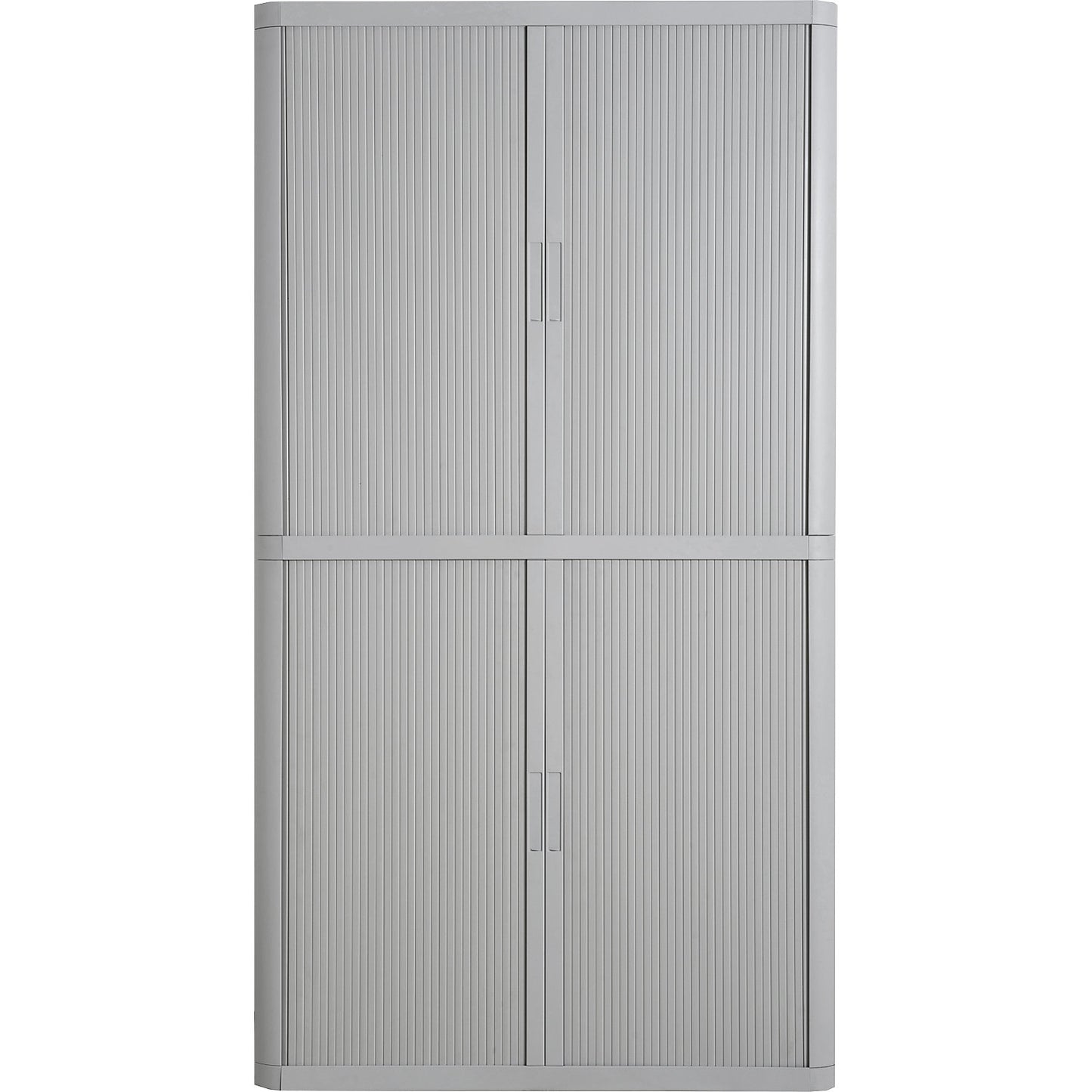 easyOffice® roller shutter cupboard, 4 shelves, height 2040 mm, grey / grey.