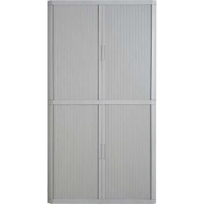 easyOffice® roller shutter cupboard, 4 shelves, height 2040 mm, grey / grey.