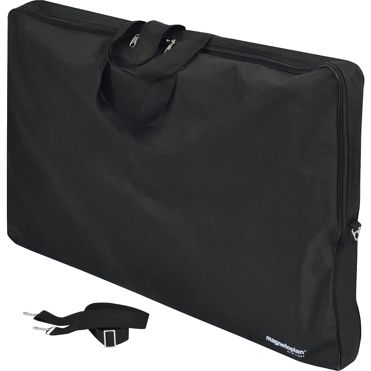 Flip chart carrying bag, black, size 1150 x 750 x 80 mm, incl. shoulder strap and hand straps.