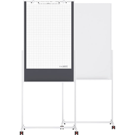 Universal board, board size 750 x 1200 mm, whiteboard / grey felt.