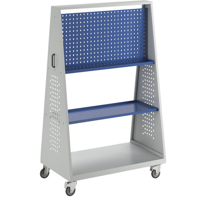 Tool and assembly trolley, 2 shadow boards, 2 shelves, LxWxH 1052 x 629 x 1690 mm.