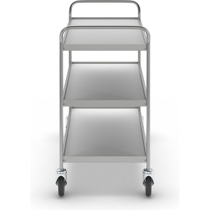 Serving trolley, 3 shelves in grey, with 4 swivel castors.