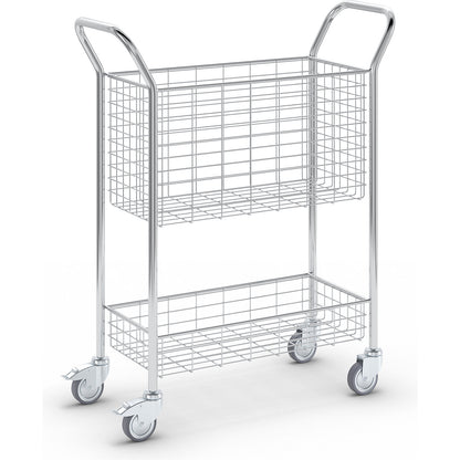 Office and mail distribution trolley, max. load 200 kg, white aluminium, LxWxH 1005 x 380 x 1245 mm, 2 shelves.