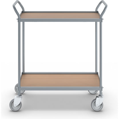 Serving trolley, shelf height 530 mm, 2 shelves, with 4 swivel castors, wheel Ø 100 mm.