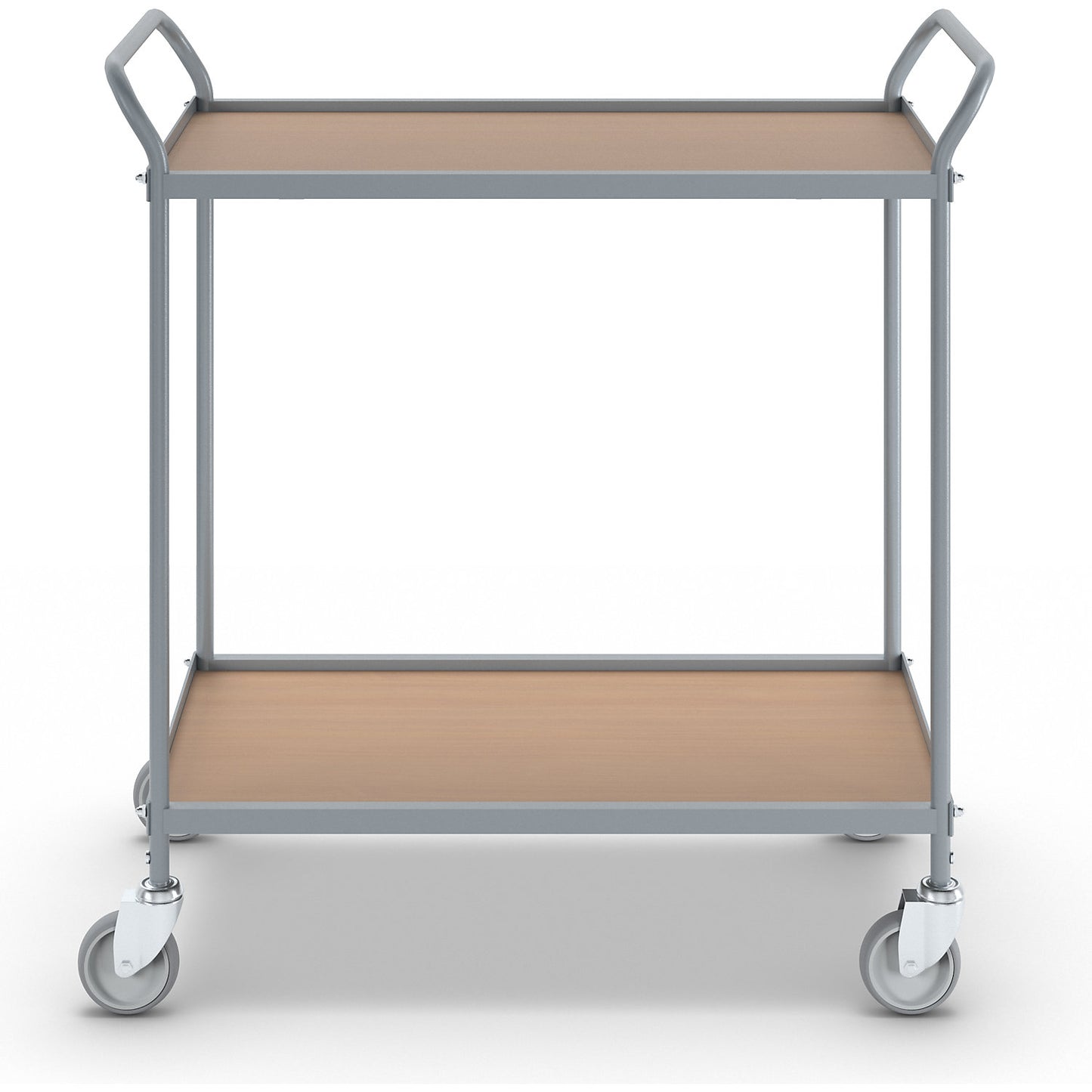 Serving trolley, shelf height 590 mm, 2 shelves, with 4 swivel castors, wheel Ø 100 mm.