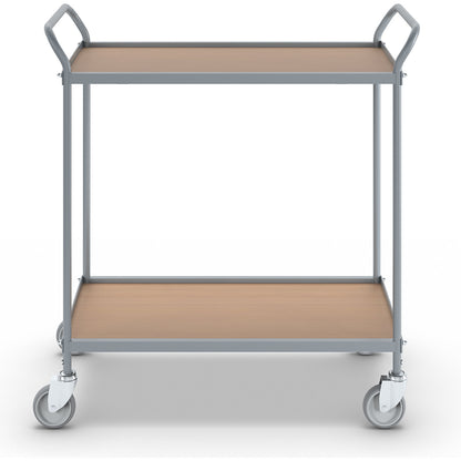 Serving trolley, shelf height 590 mm, 2 shelves, with 4 swivel castors, wheel Ø 100 mm.