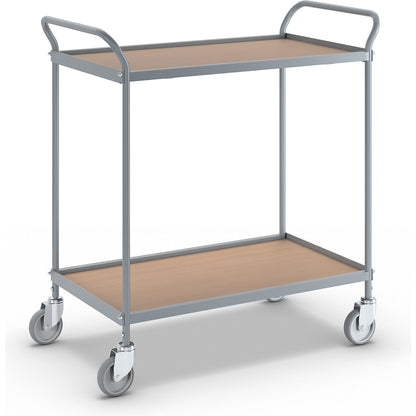 Serving trolley, shelf height 590 mm, 2 shelves, with 4 swivel castors, wheel Ø 100 mm.