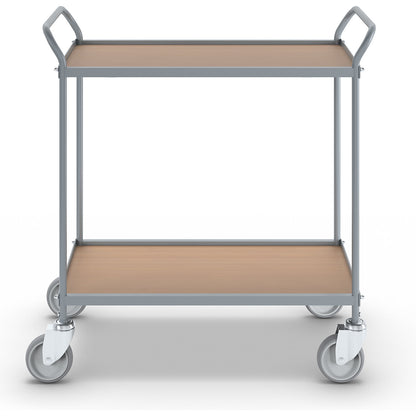 Serving trolley, shelf height 590 mm, 2 shelves, with 4 swivel castors, wheel Ø 125 mm.