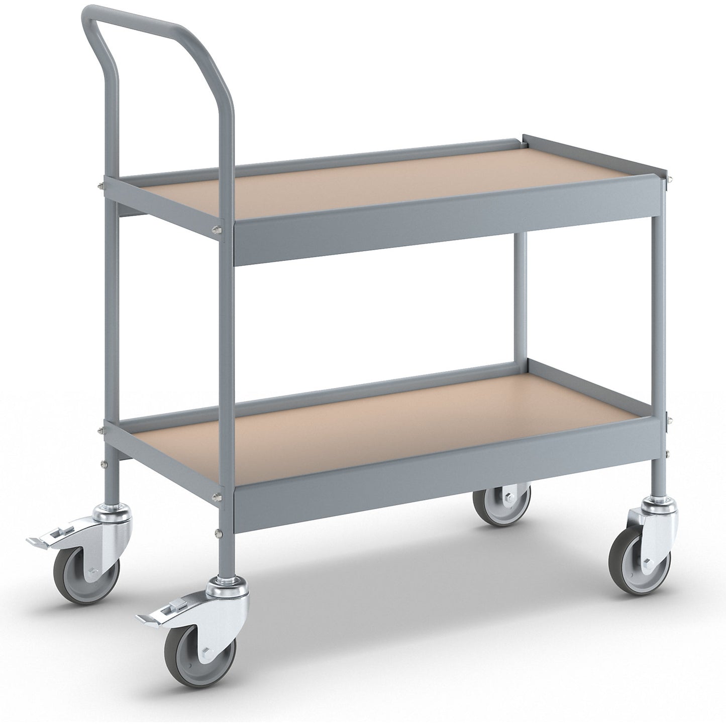 Table trolley, LxWxH 720 x 380 x 855 mm, with 4 swivel castors, 2 with double stops, wheel Ø 100 mm.