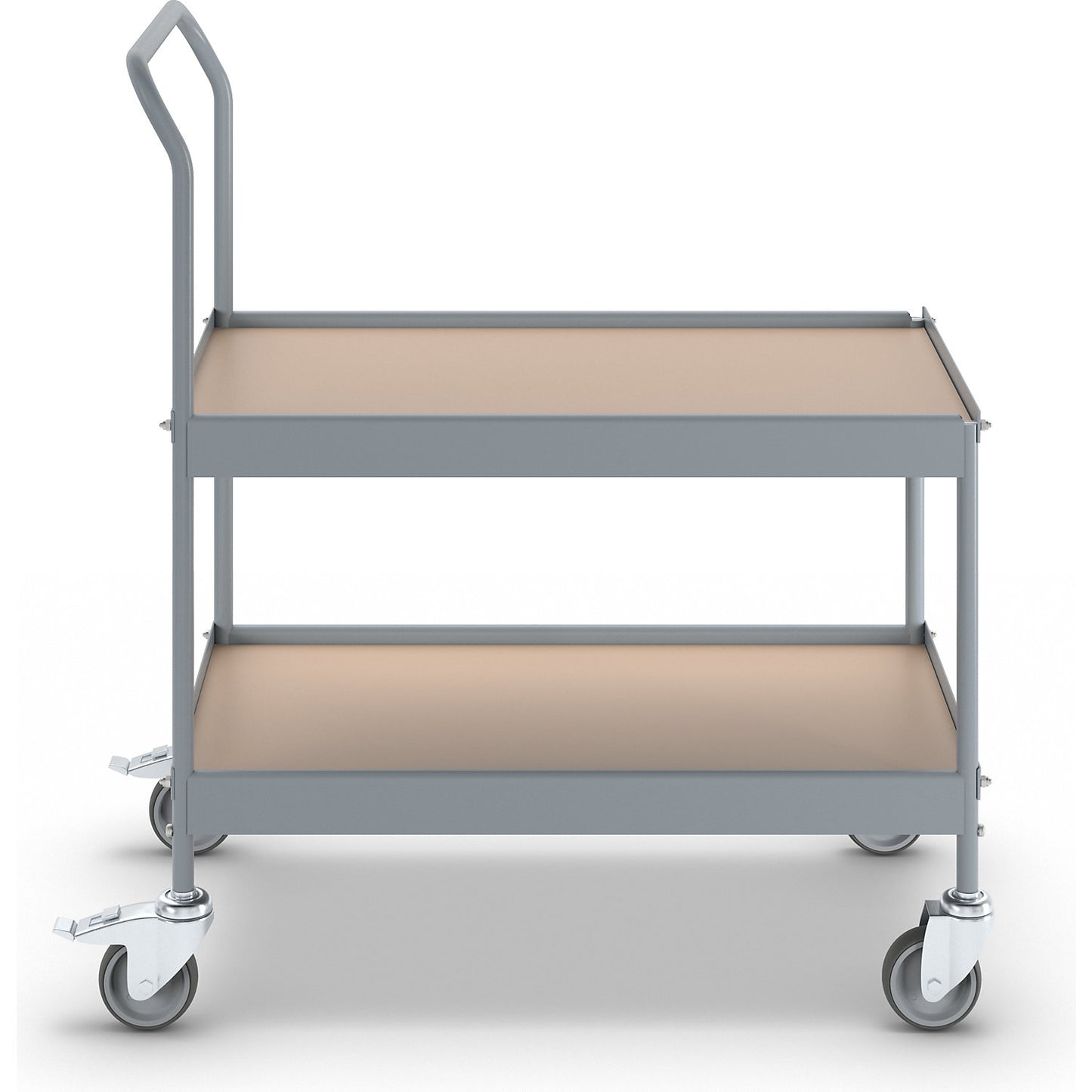 Table trolley, LxWxH 840 x 470 x 955 mm, with 4 swivel castors, 2 with double stops, wheel Ø 100 mm.