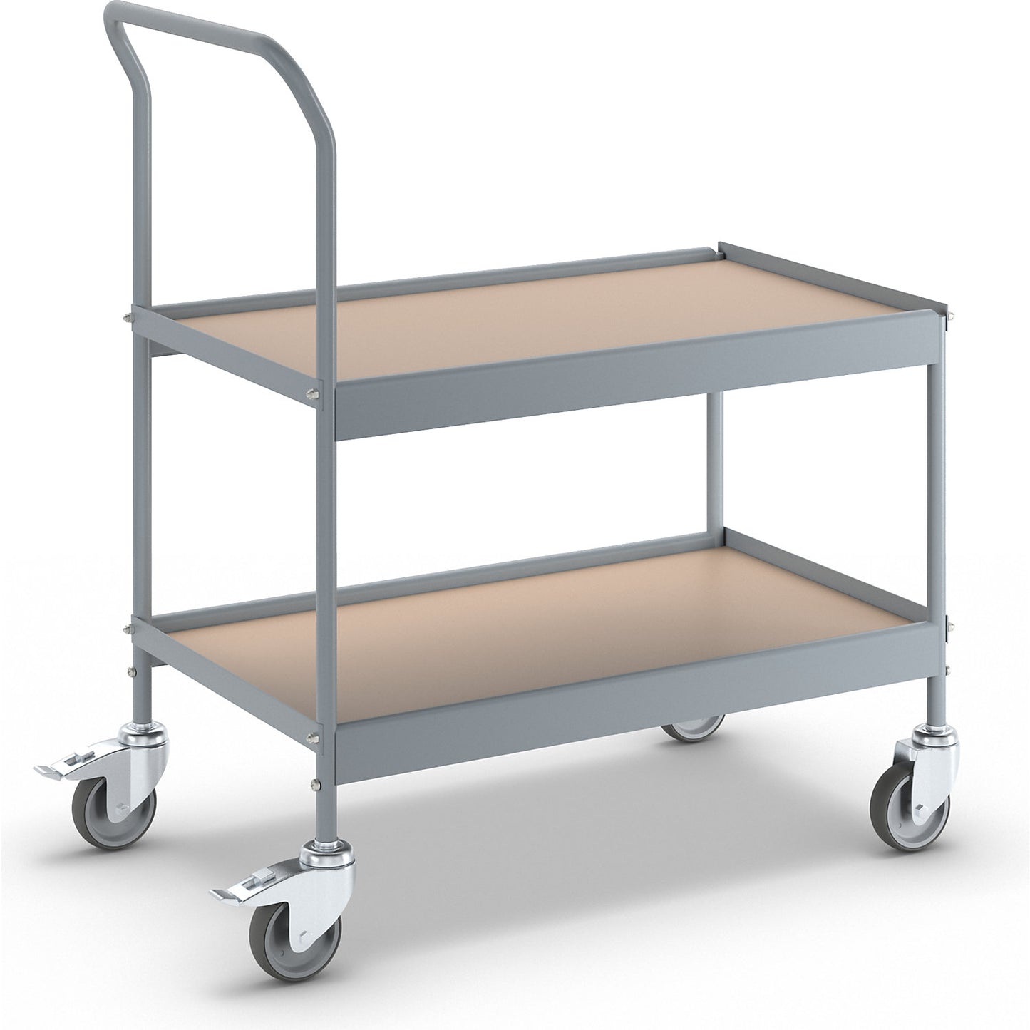 Table trolley, LxWxH 840 x 470 x 955 mm, with 4 swivel castors, 2 with double stops, wheel Ø 100 mm.
