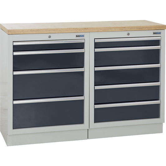 Cupboard system, 9 drawers, charcoal.