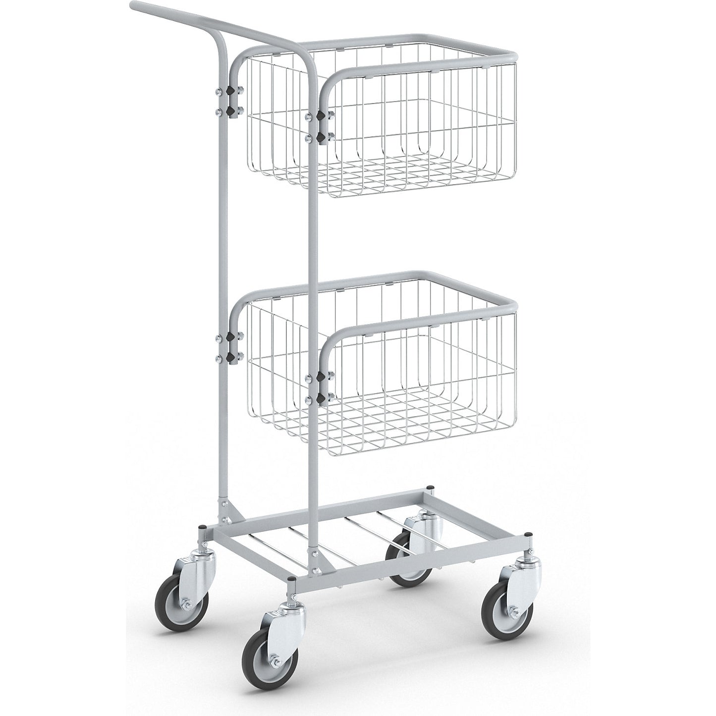 KOMPAKT office trolley, frame colour silver grey, 4 swivel castors, wheel Ø 100 mm.