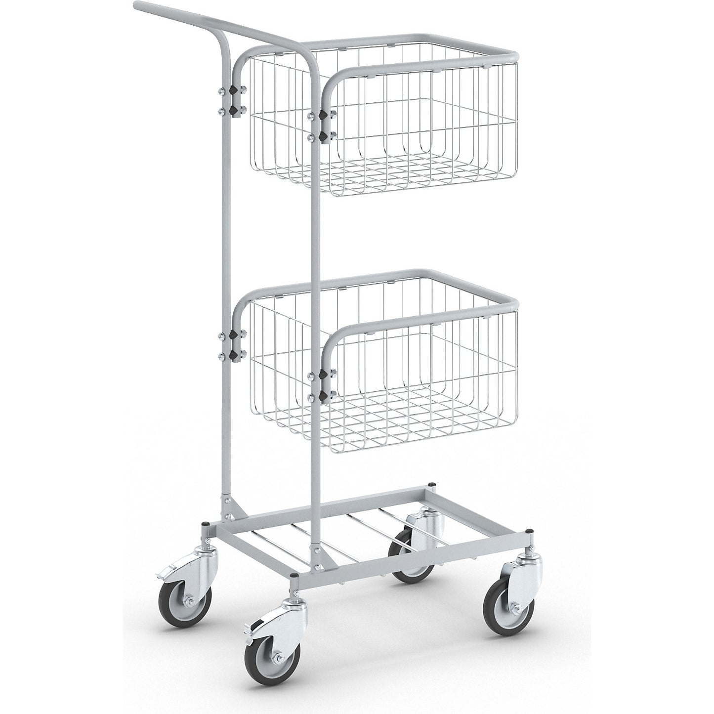 KOMPAKT office trolley, frame colour silver grey, 4 swivel castors, 2 with double stops, wheel Ø 100 mm.
