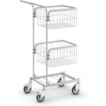 KOMPAKT office trolley, frame colour silver grey, 4 swivel castors, 2 with double stops, wheel Ø 100 mm.