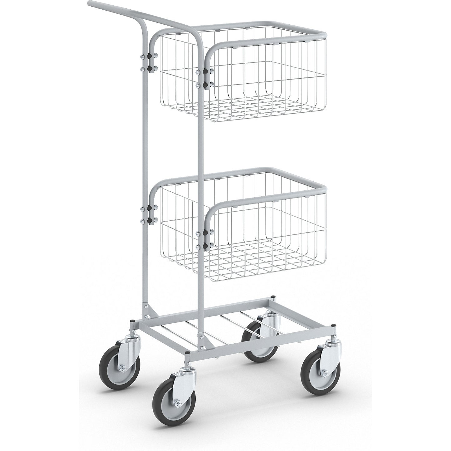 KOMPAKT office trolley, frame colour silver grey, 4 swivel castors, wheel Ø 125 mm.