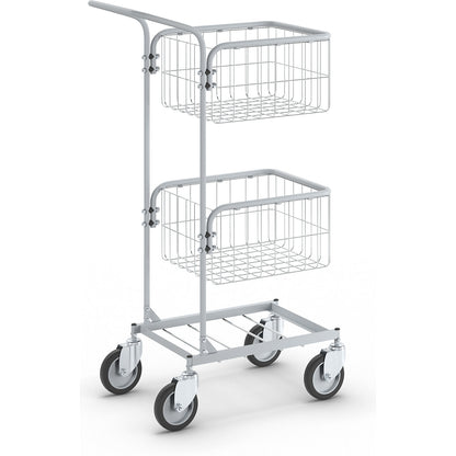 KOMPAKT office trolley, frame colour silver grey, 4 swivel castors, wheel Ø 125 mm.