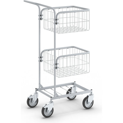 KOMPAKT office trolley, frame colour silver grey, 4 swivel castors, 2 with double stops, wheel Ø 125 mm.