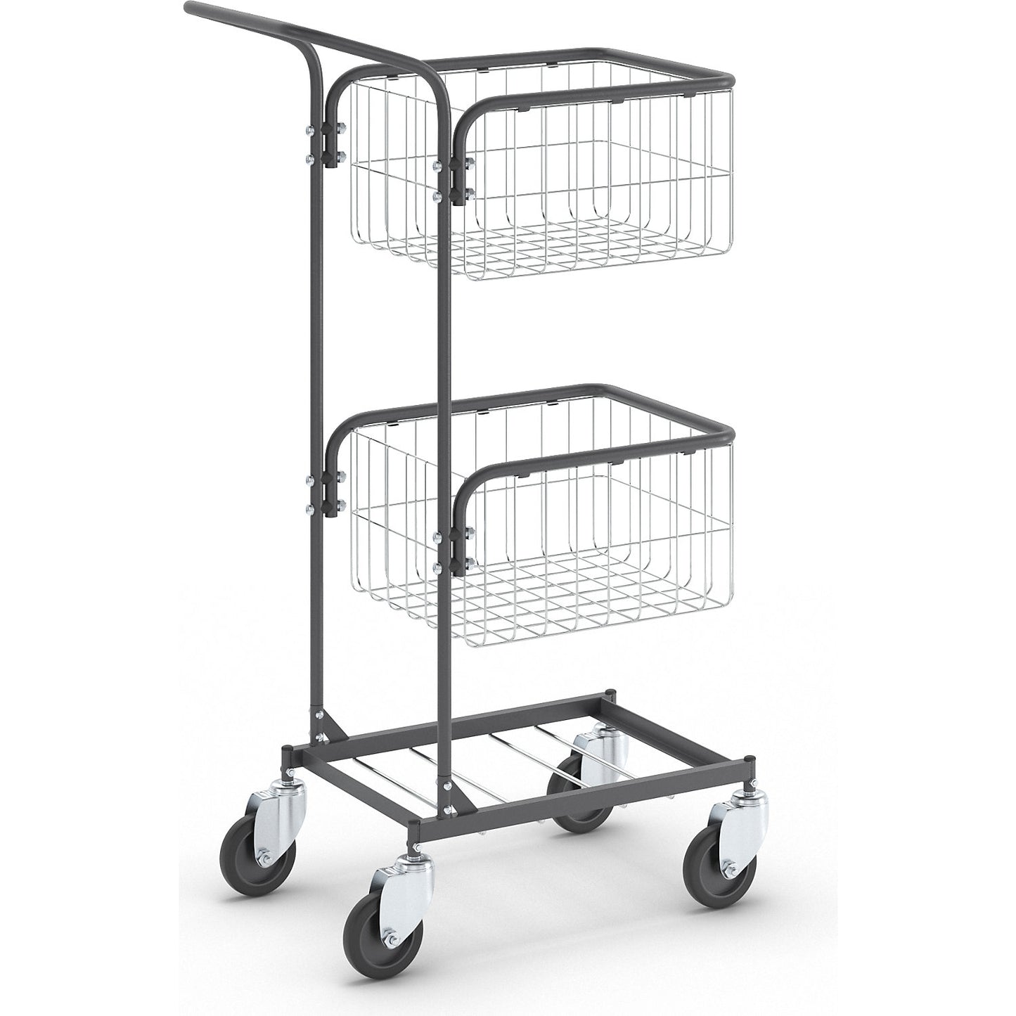 KOMPAKT office trolley, frame colour jet black, 4 swivel castors, wheel Ø 100 mm.