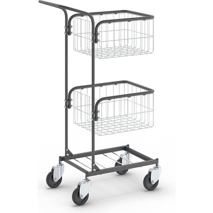 KOMPAKT office trolley, frame colour jet black, 4 swivel castors, wheel Ø 100 mm.