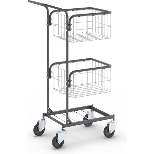 KOMPAKT office trolley, frame colour jet black, 4 swivel castors, wheel Ø 100 mm.