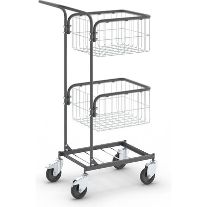 KOMPAKT office trolley, frame colour jet black, 4 swivel castors, 2 with double stops, wheel Ø 100 mm.
