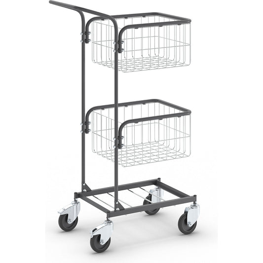 KOMPAKT office trolley, frame colour jet black, 4 swivel castors, 2 with double stops, wheel Ø 100 mm.
