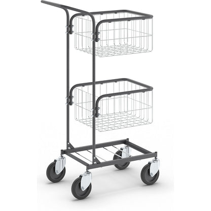 KOMPAKT office trolley, frame colour jet black, 4 swivel castors, wheel Ø 125 mm.