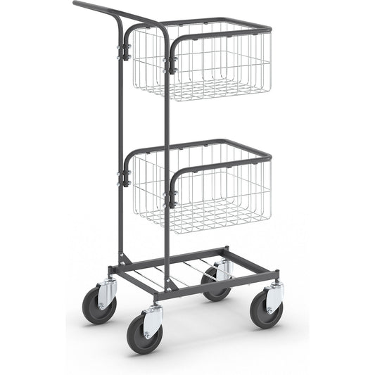 KOMPAKT office trolley, frame colour jet black, 4 swivel castors, wheel Ø 125 mm.