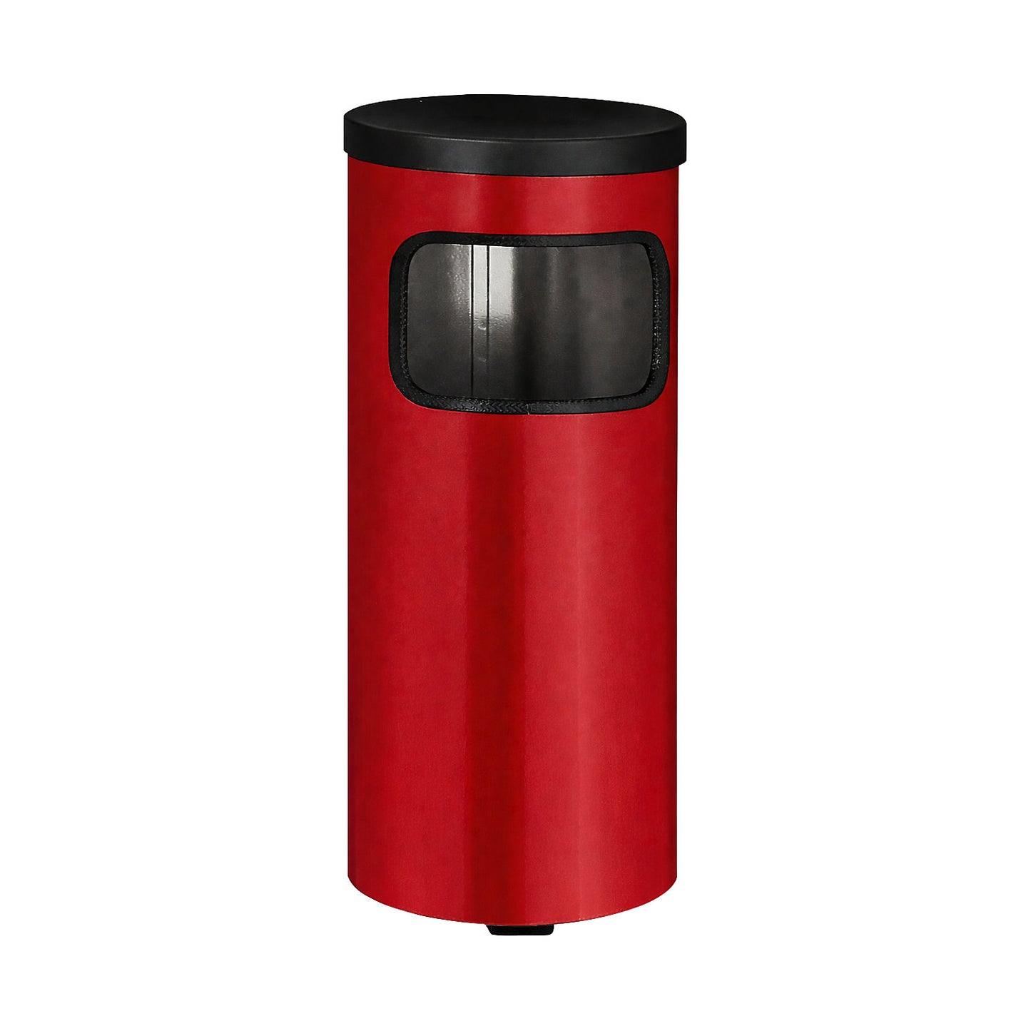 Wall-mounted litter bin with ashtray, HxØ 410 x 180 mm, sheet steel, red.