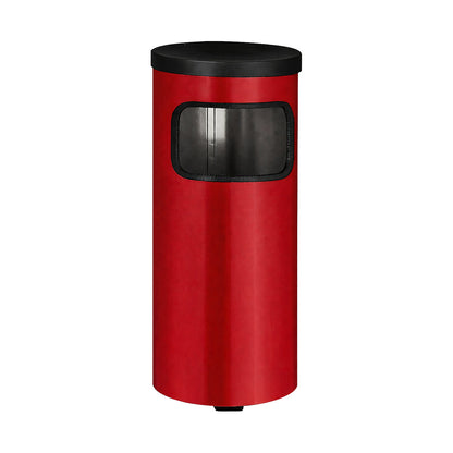 Wall-mounted litter bin with ashtray, HxØ 410 x 180 mm, sheet steel, red.