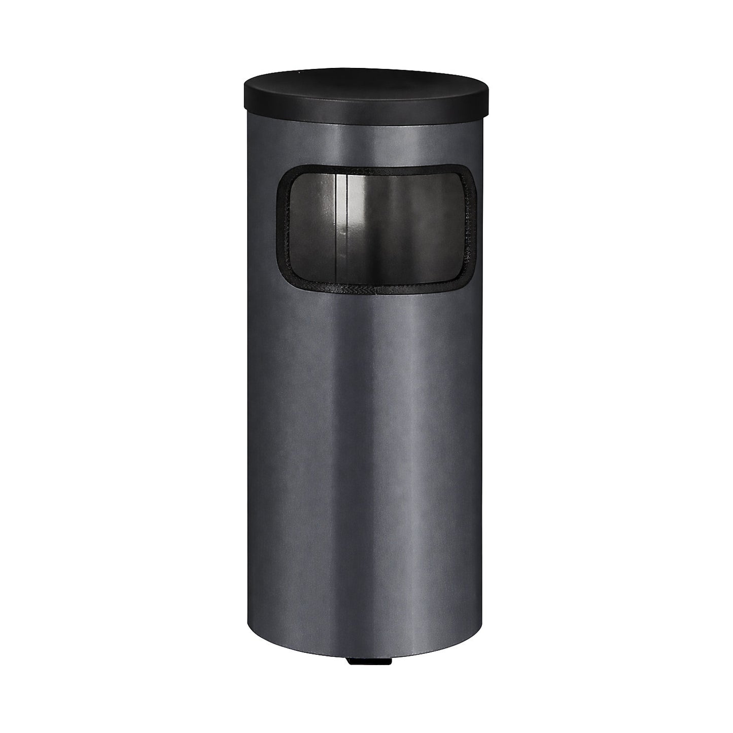 Wall-mounted litter bin with ashtray, HxØ 410 x 180 mm, sheet steel, graphite.