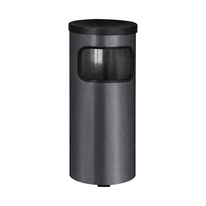 Wall-mounted litter bin with ashtray, HxØ 410 x 180 mm, sheet steel, graphite.