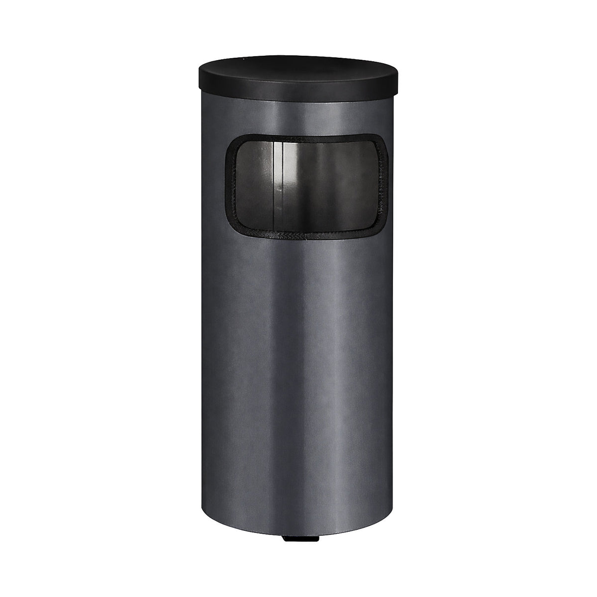 Wall-mounted litter bin with ashtray, HxØ 410 x 180 mm, sheet steel, graphite.