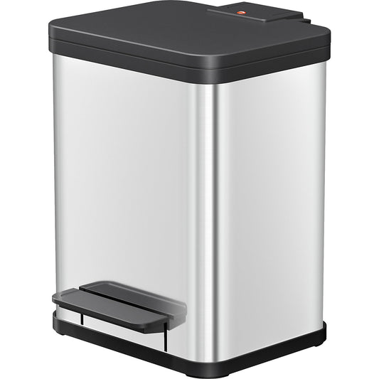 Eco waste collector with pedal, uno Plus M, capacity 17 l, stainless steel.