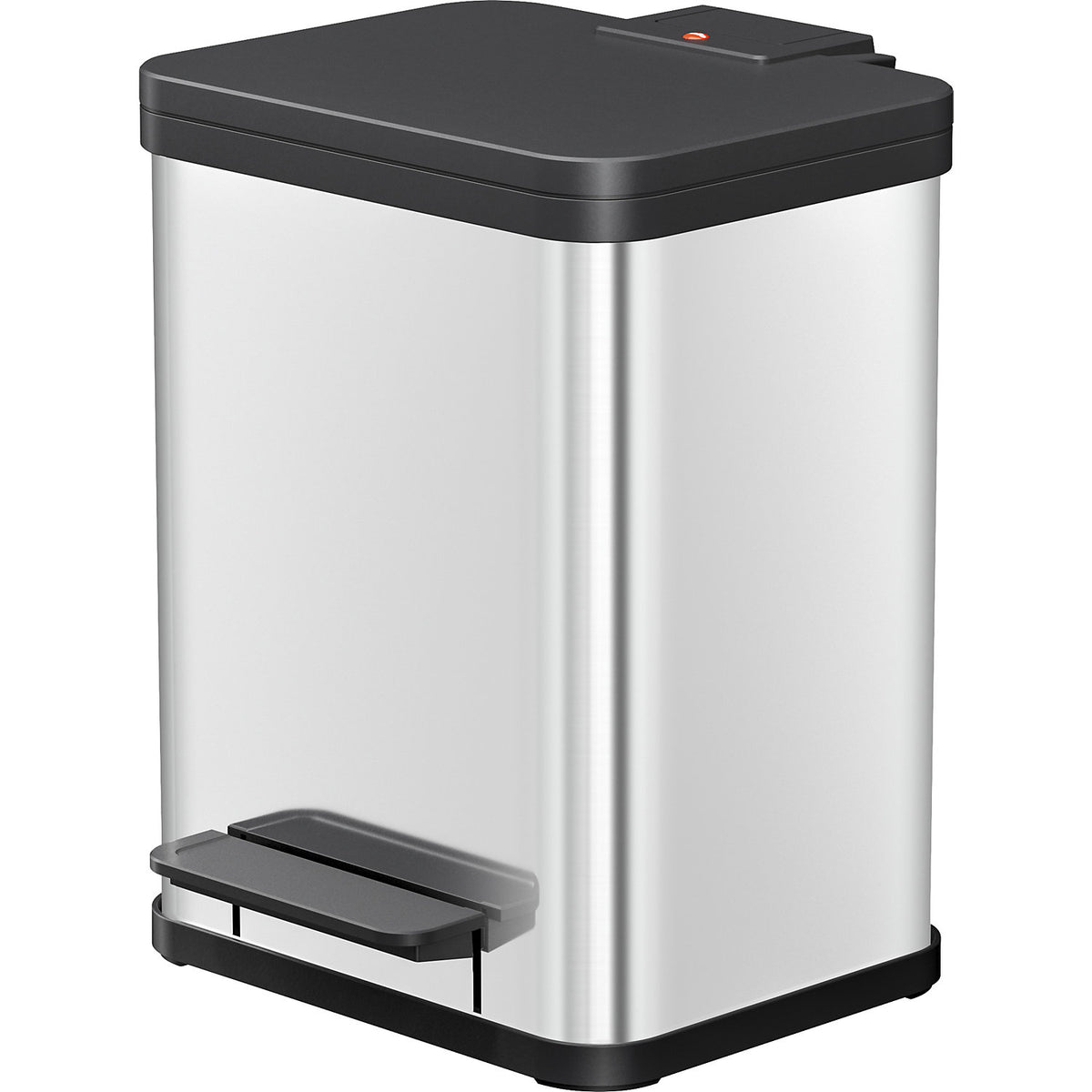 Eco waste collector with pedal, duo Plus M, capacity 2 x 9 l, stainless steel.