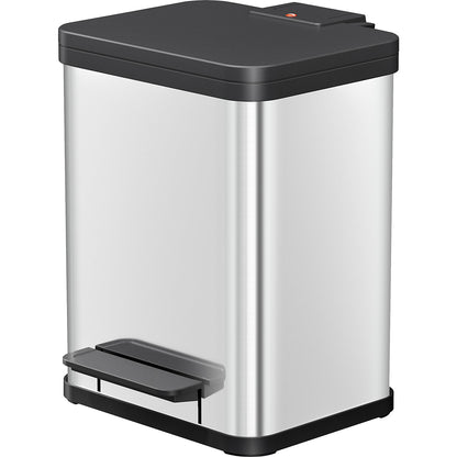 Eco waste collector with pedal, duo Plus M, capacity 2 x 9 l, stainless steel.
