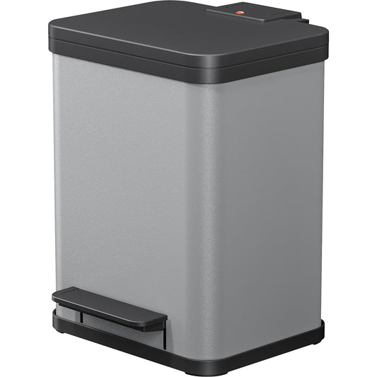 Eco waste collector with pedal, duo Plus M, capacity 2 x 9 l, light grey.