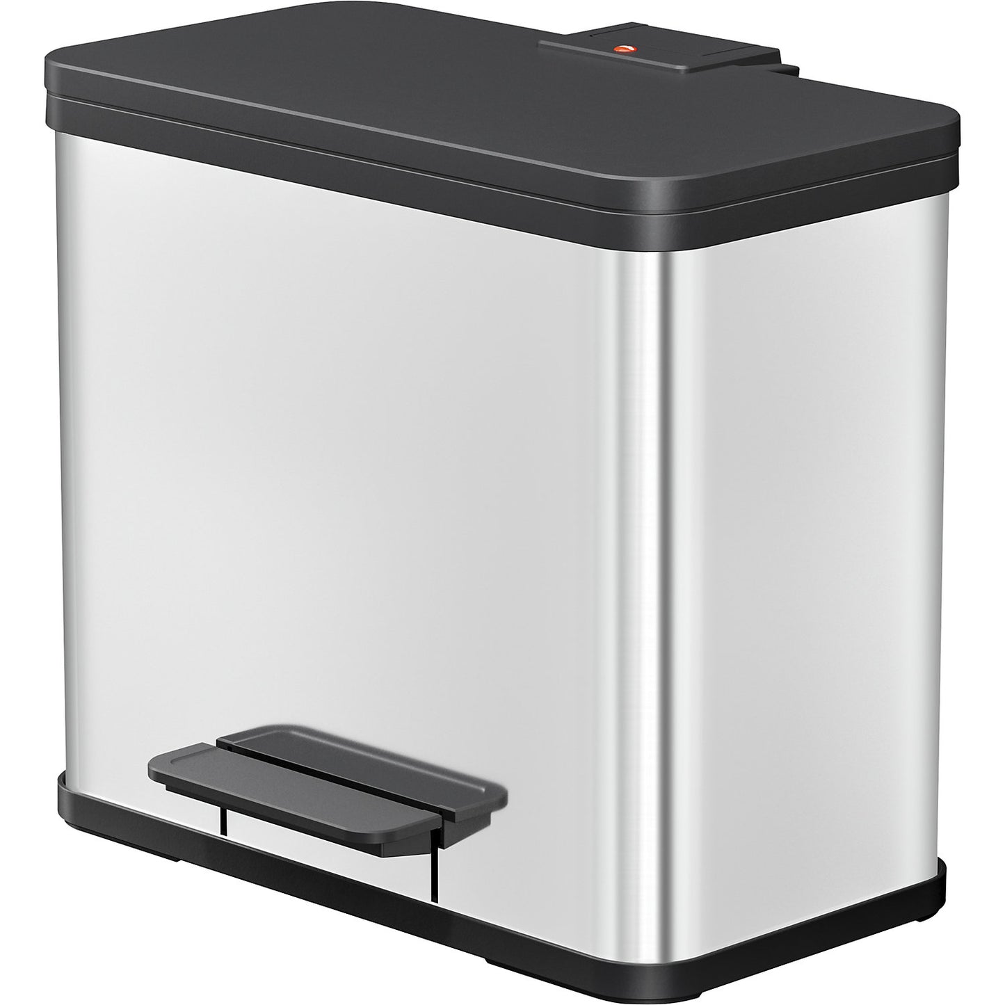 Eco waste collector with pedal, duo Plus L, capacity 9 + 17 l, stainless steel.