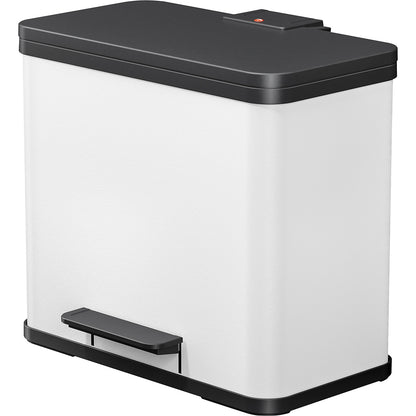 Eco waste collector with pedal, duo Plus L, capacity 9 + 17 l, white.