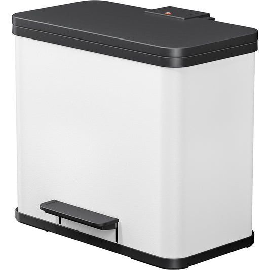 Eco waste collector with pedal, duo Plus L, capacity 9 + 17 l, white.