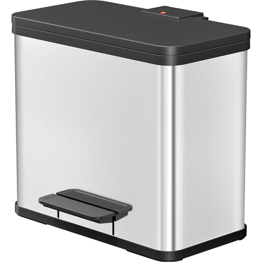 Eco waste collector with pedal, trio Plus L, capacity 3 x 9 l, stainless steel.