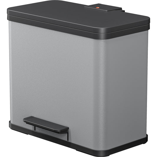 Eco waste collector with pedal, trio Plus L, capacity 3 x 9 l, light grey.