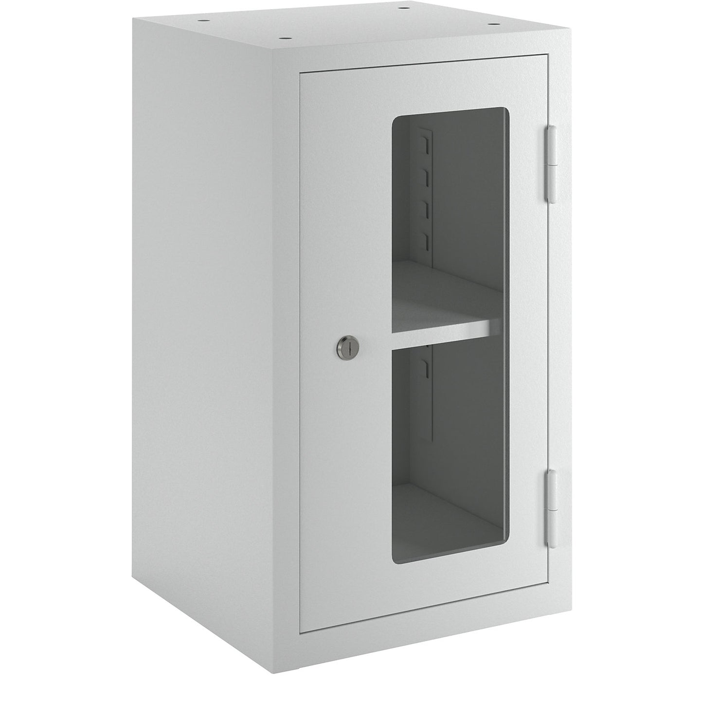 Wall mounted cupboard for the workshop, HxWxD 600 x 350 x 320 mm, vision panel doors, light grey RAL 7035.