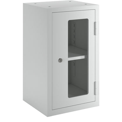 Wall mounted cupboard for the workshop, HxWxD 600 x 350 x 320 mm, vision panel doors, light grey RAL 7035.