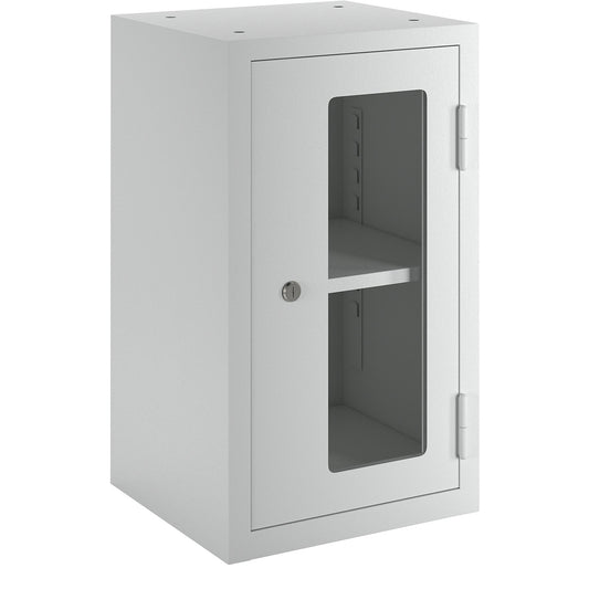 Wall mounted cupboard for the workshop, HxWxD 600 x 350 x 320 mm, vision panel doors, light grey RAL 7035.