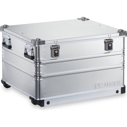 Mobile aluminium box, capacity 195 l, external dims. LxWxH 800 x 685 x 485 mm.
