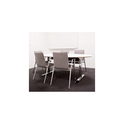 Cadeira conference chair, chrome plated frame, grey fabric, pack of 2.