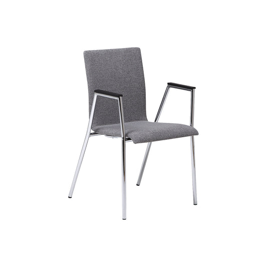 Cadeira conference chair, chrome plated frame, grey fabric, pack of 2.